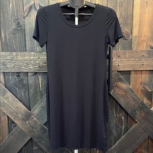 Daily Ritual Jersey Shirt Dress S Black Tunic Neutral Capsule Minimalist Soft